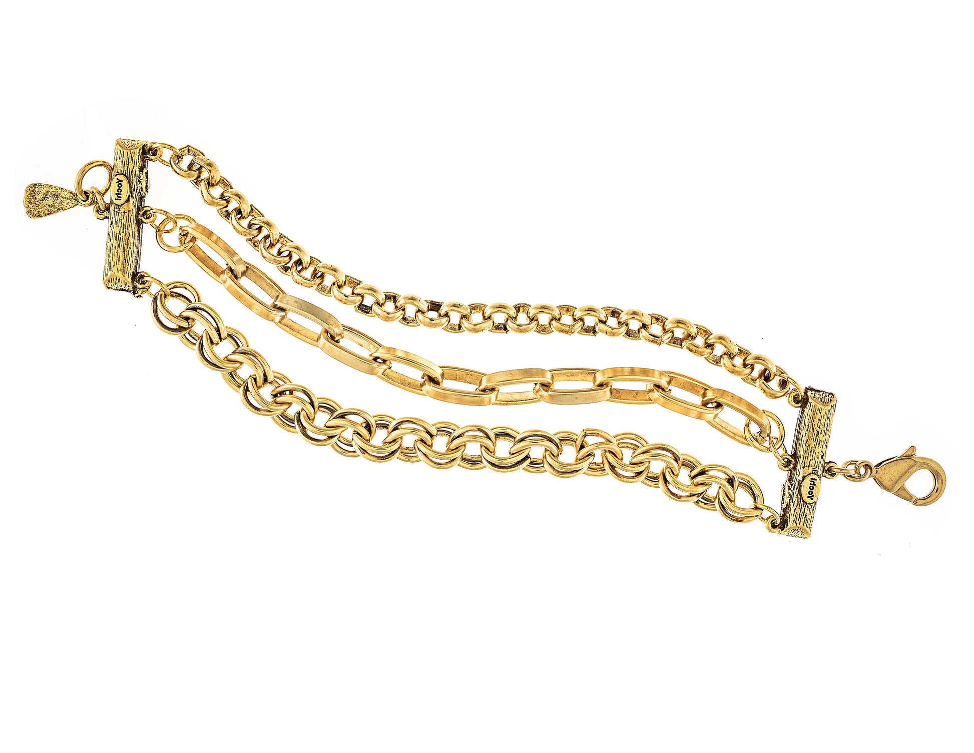 A 22K gold plated bracelet with a textured chain design and a clasp.