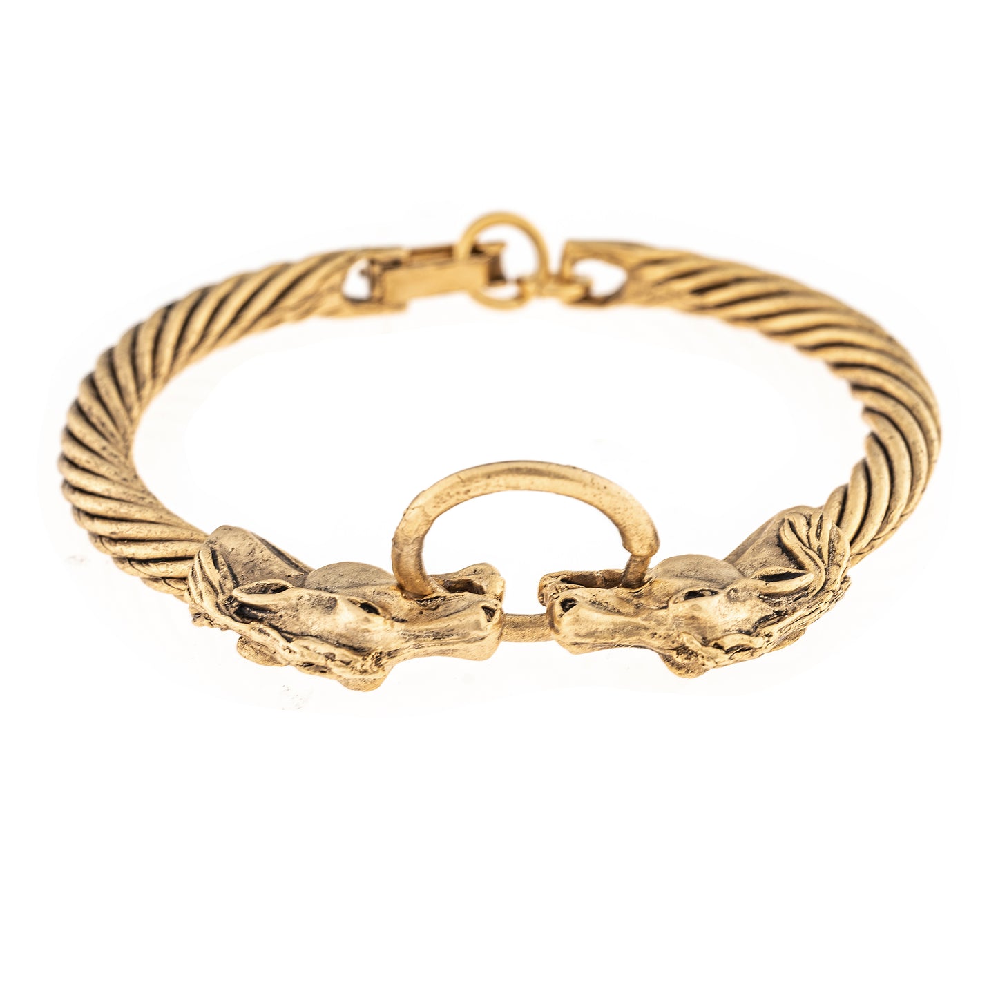 Gold bracelet with Horse design on a white background