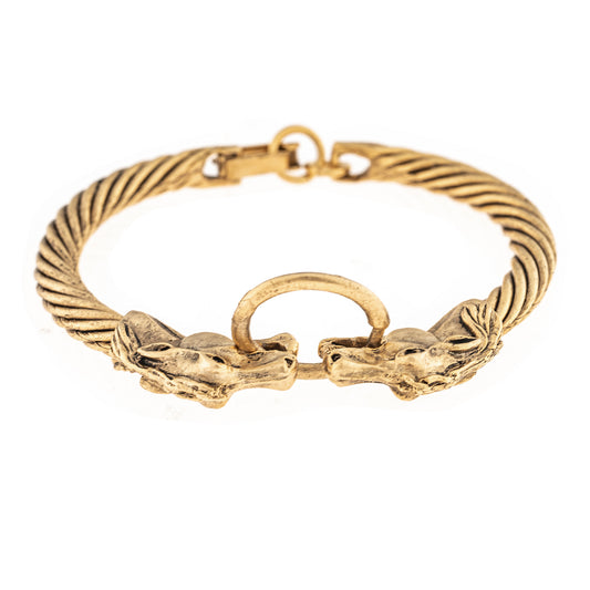 Gold bracelet with Horse design on a white background