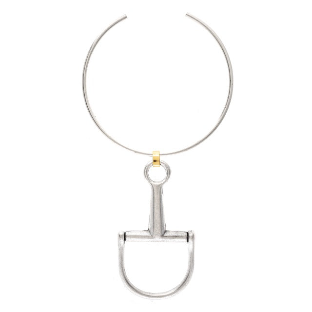 Silver necklace with a unique pendant on a white background
