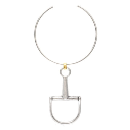 Silver necklace with a unique pendant on a white background