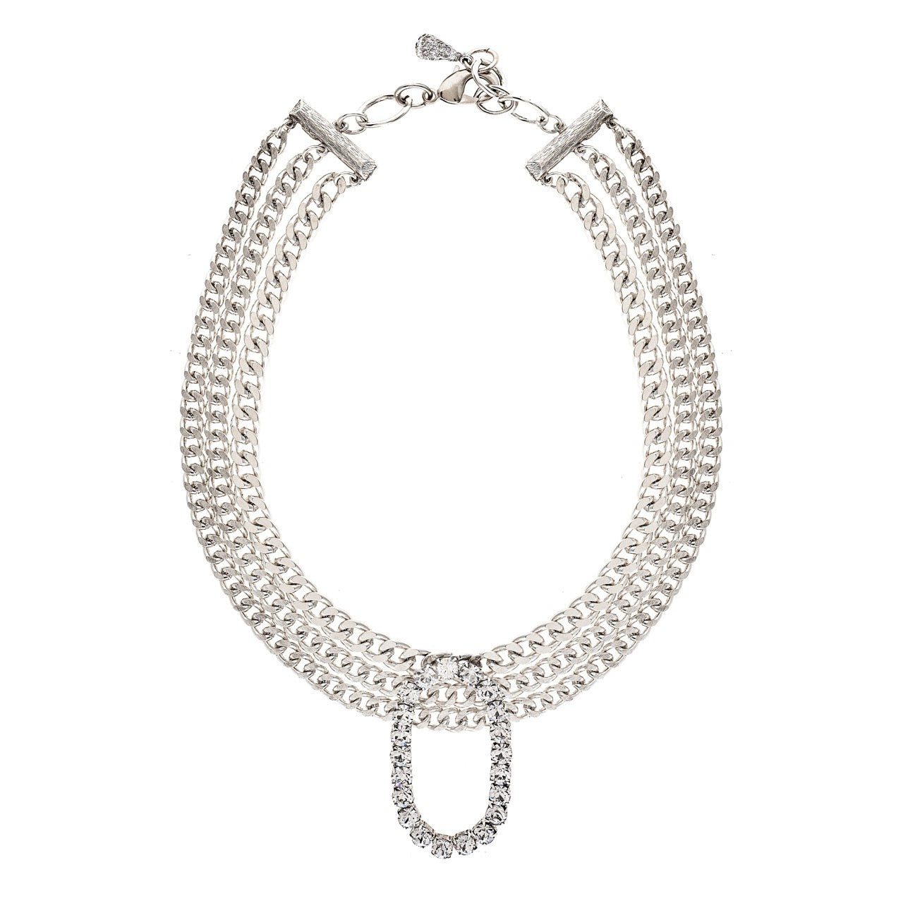 Silver chain necklace on a white background