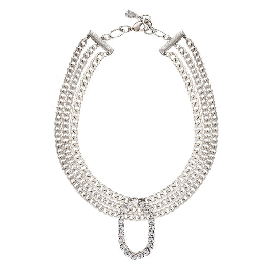 Silver chain necklace on a white background